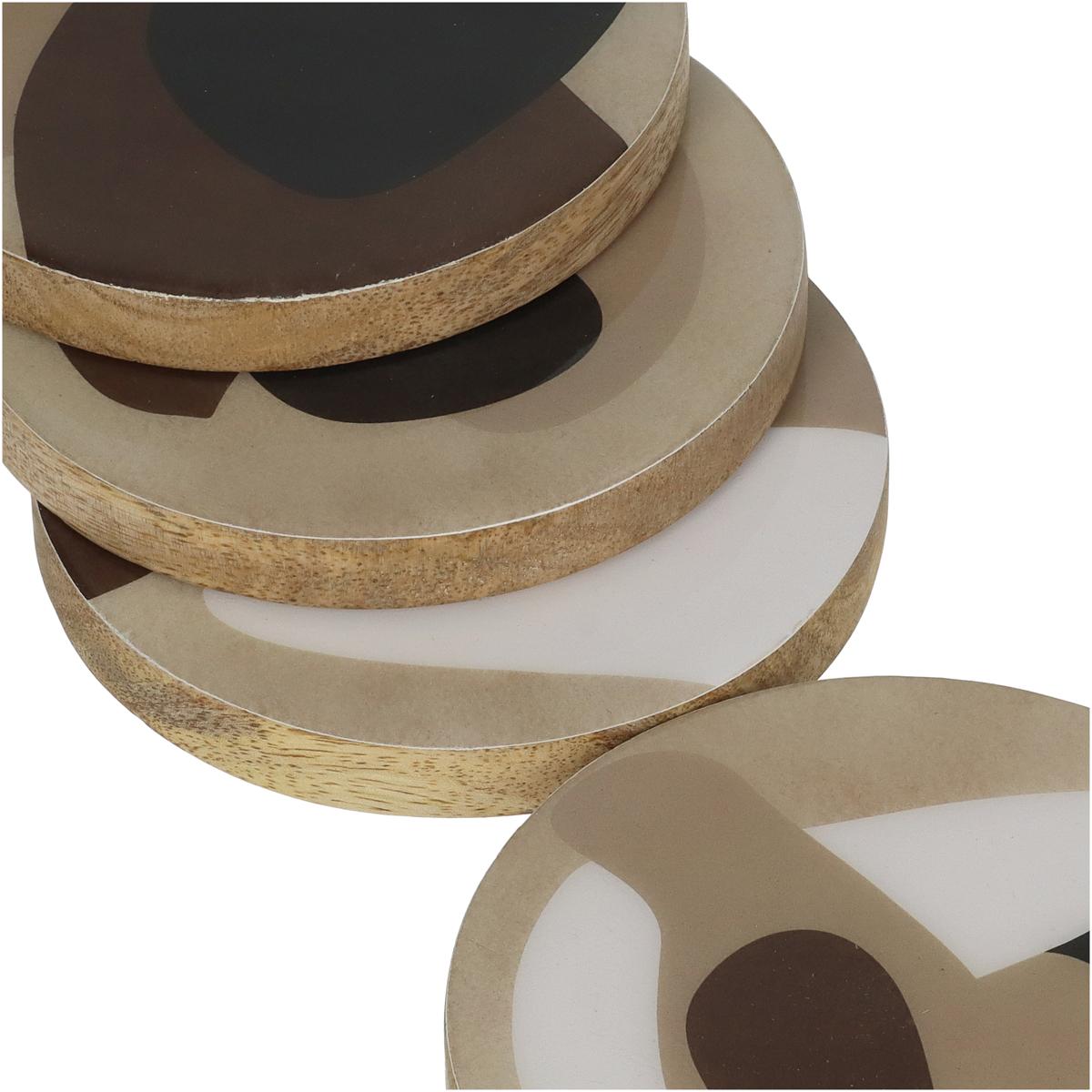 Σουβέρ Μπεζ Ξύλο 10x10x1 Σετ 4 Τμχ