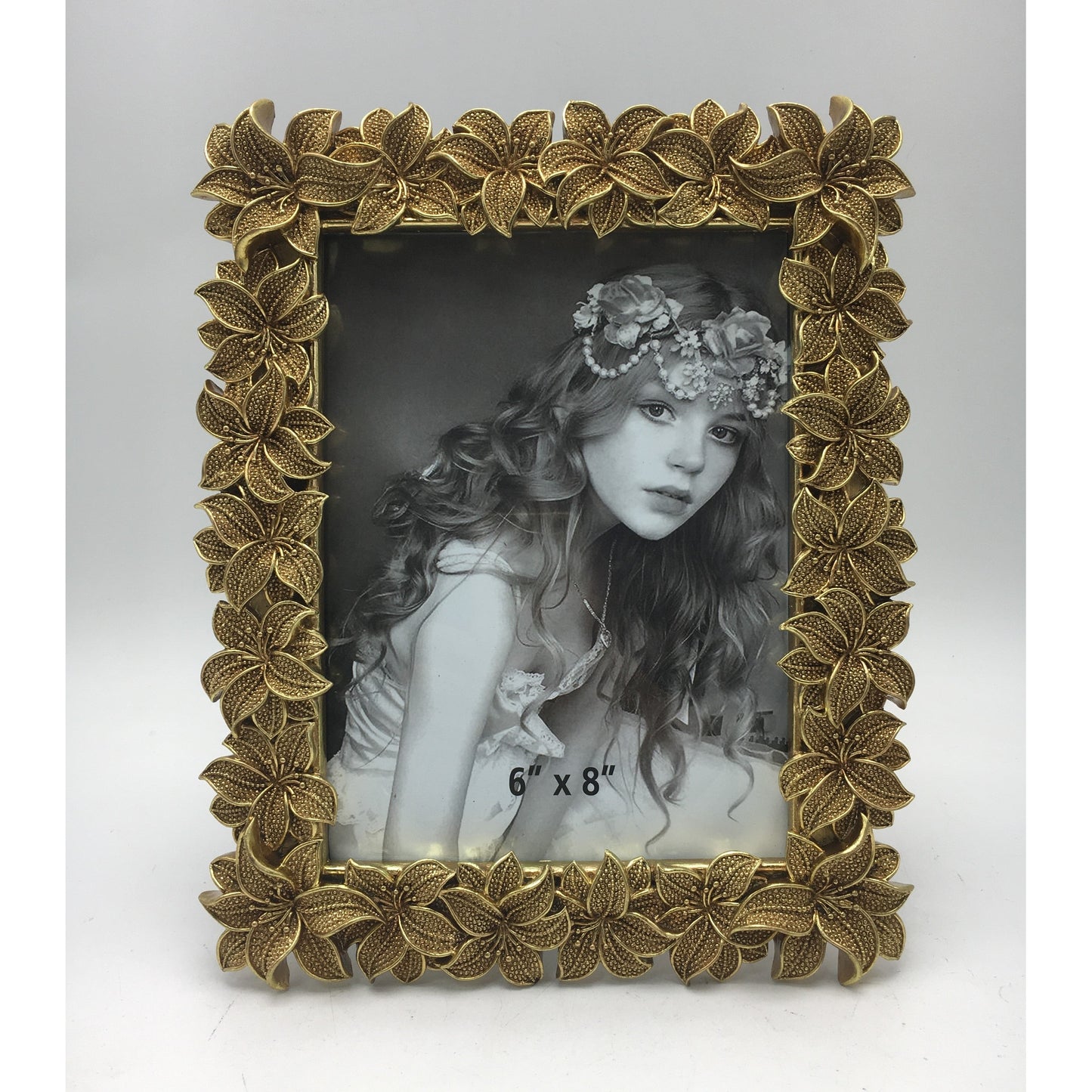 Κορνίζα Polyresin Χρυσή Ανάγλυφη Λουλούδια 15×20εκ