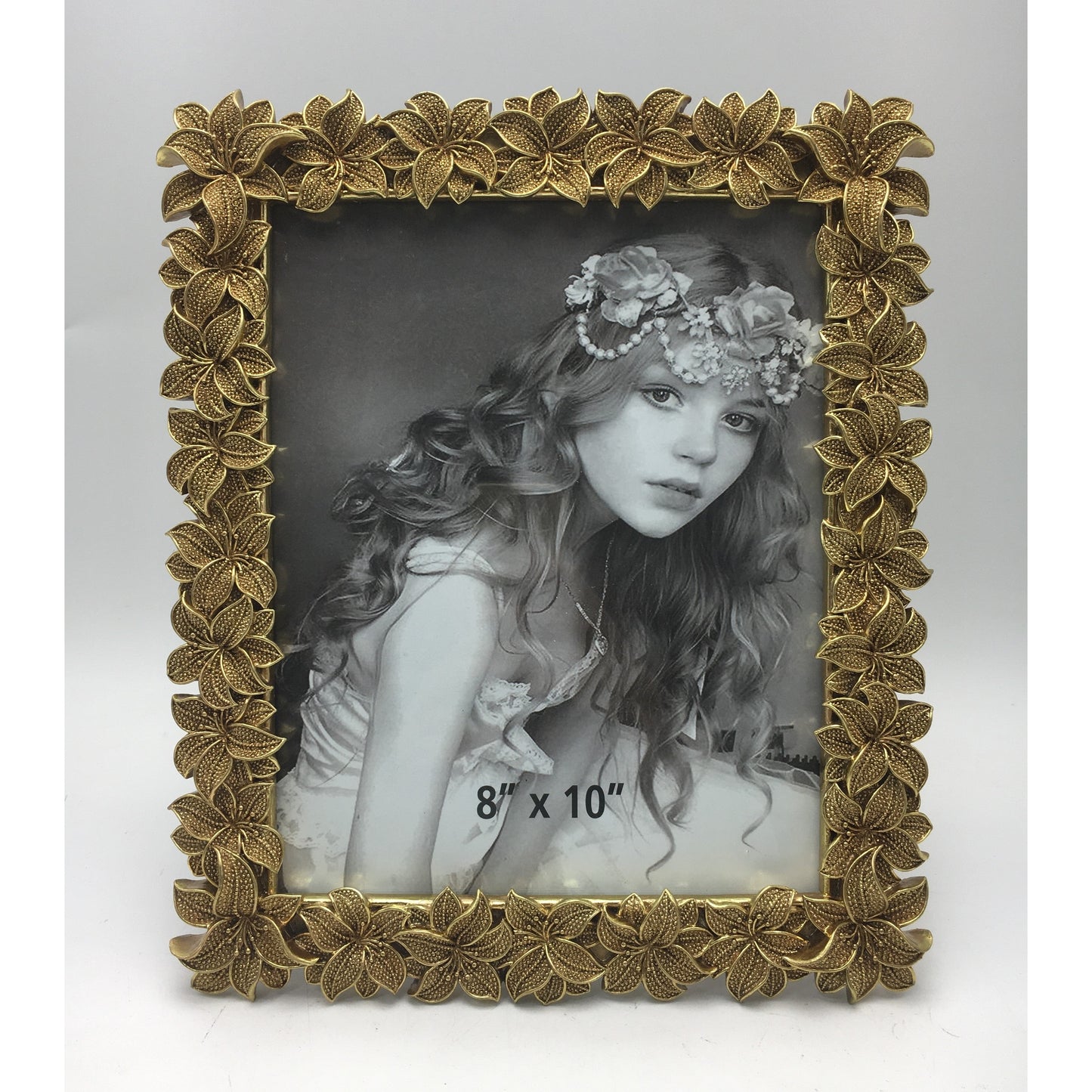 Κορνίζα Polyresin Χρυσή Ανάγλυφη Λουλούδια 20×25εκ