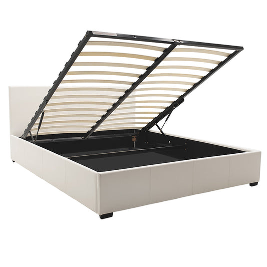 Κρεβάτι Norse Διπλό PU Λευκό με Αποθηκευτικό Χώρο 160x200