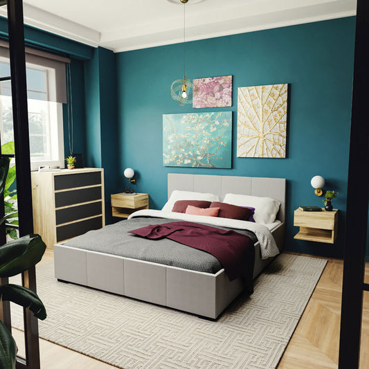 Κρεβάτι Norse Διπλό Ύφασμα Γκρι με Αποθηκευτικό Χώρο 160x200