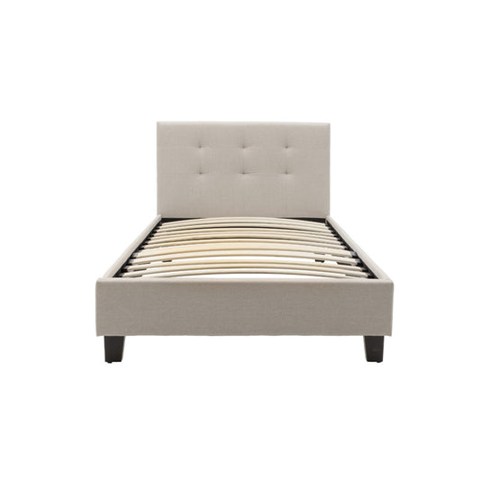 Κρεβάτι Μονό Υφασμάτινο Εκρού 107x213x88