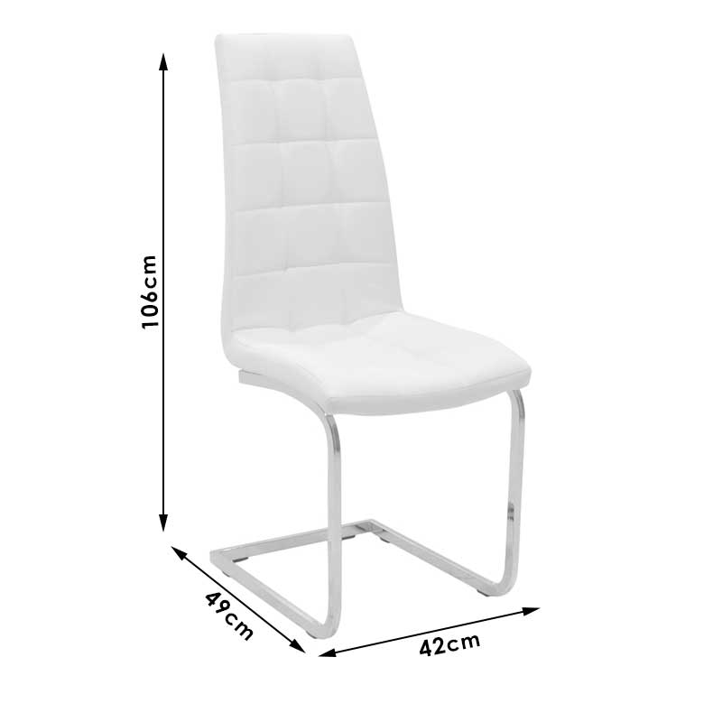 Καρέκλα Darrell PU Λευκό-Βάση Χρωμίου