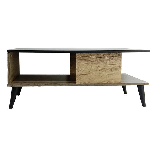 Τραπέζι Σαλονιού με Ράφι Ξύλινο Φυσικό/Μαύρο 90x54x37