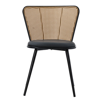 Καρέκλα Daniele Φυσικό PE Rattan-Ανθρακί PU-Μαύρο Μέταλλο 46.5X57.5X77.5