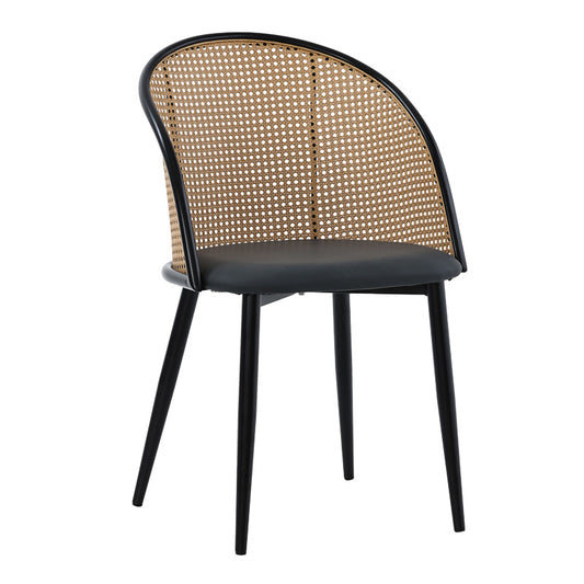 Καρέκλα Riccardo Φυσικό PE Rattan-Ανθρακί PU-Μαύρο Μέταλλο 56X52X82