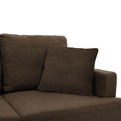 Γωνιακός Καναπές Με Σκαμπό Slim Υφασμάτινος Χρώμα Καφέ Με Μαξιλάρια 185X140X70