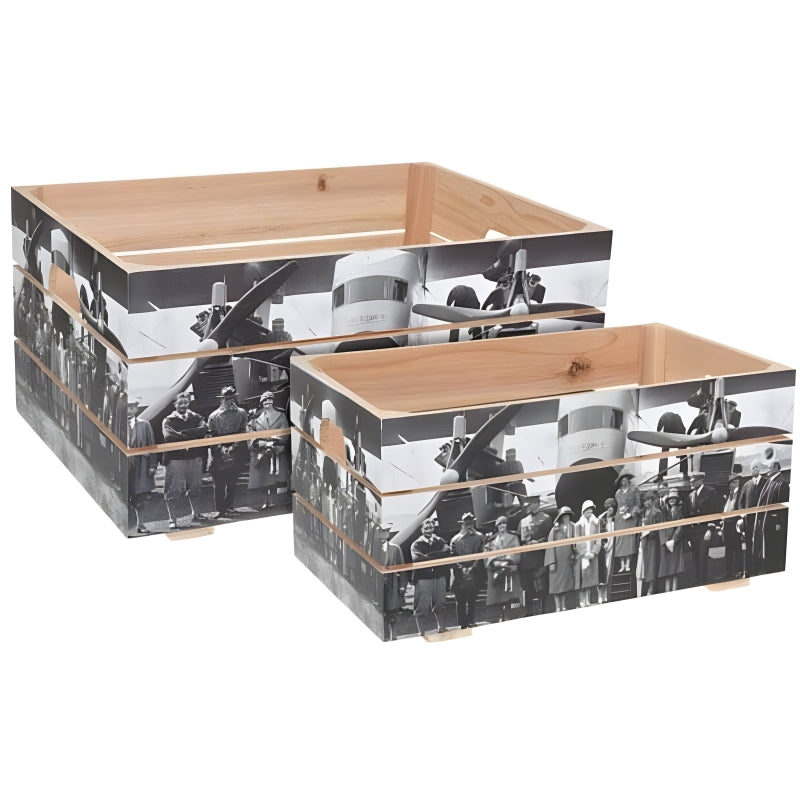 Καφάσια 'Αεροπλάνο' Ξύλινα Ασπρόμαυρα (2 Τεμ.)