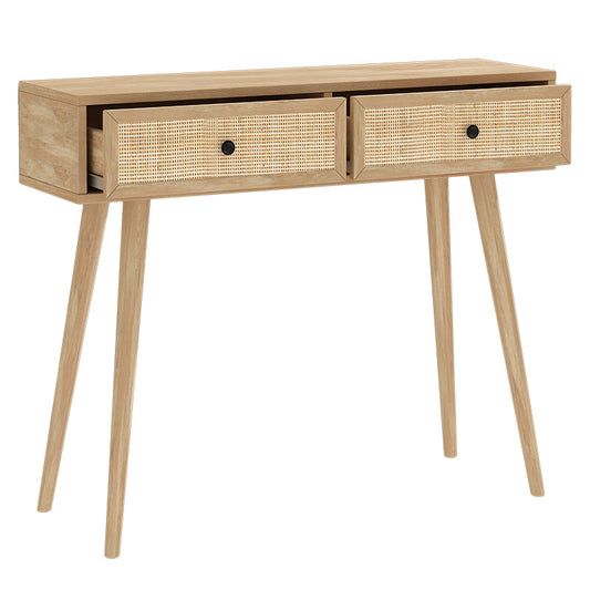 Κονσόλα με Συρτάρια Ξύλινη/Ρατάν Φυσική 100x29x81