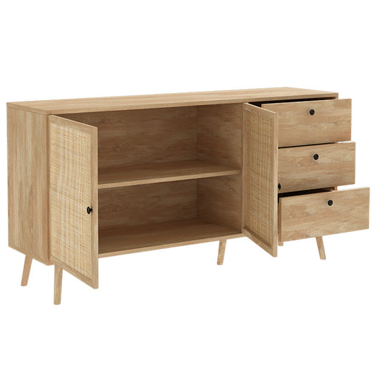 Μπουφές με Συρτάρια Ξύλινος/Ρατάν Φυσικός 150x39x79