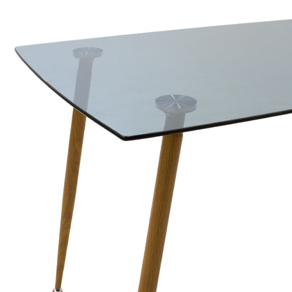 Τραπέζι Chloe Γυάλινο 8Χιλ Ανθρακί - Πόδι Φυσικό 120X70X75