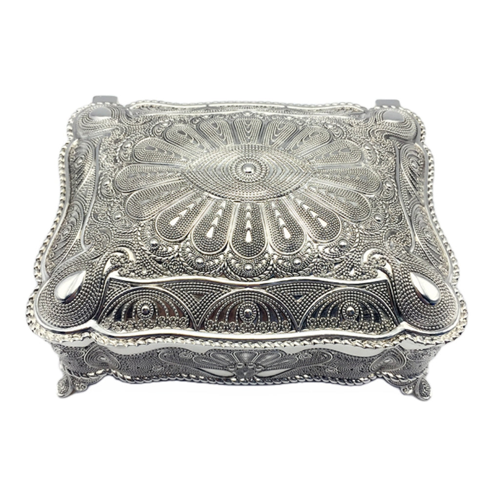 Μπιζουτιέρα Επάργυρη Μεταλλική Ασημί 19x15x10