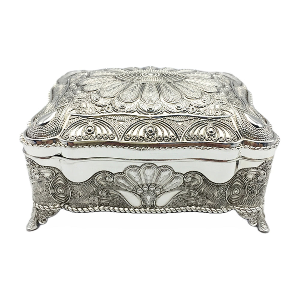 Μπιζουτιέρα Επάργυρη Μεταλλική Ασημί 13x10x8