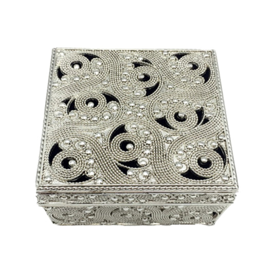 Μπιζουτιέρα Επάργυρη Μεταλλική Ασημί 8x8x5