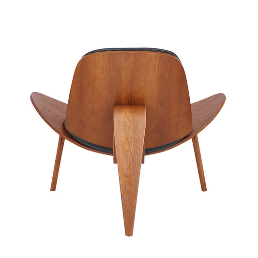 Πολυθρόνα Ξύλινη/Δερματίνης Καφέ/Μαύρη 90x73x75