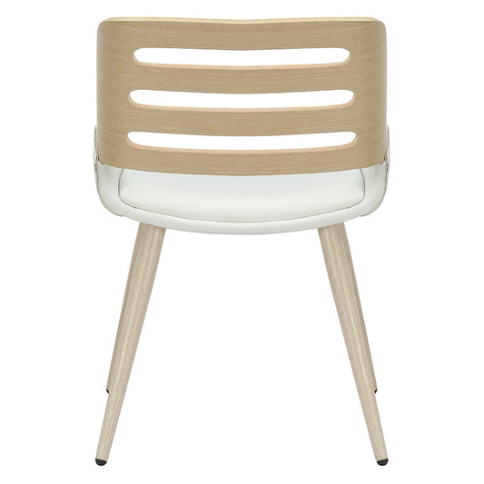 Καρέκλα Ξύλινη/Δερματίνης Φυσική/Λευκή 51x55x76