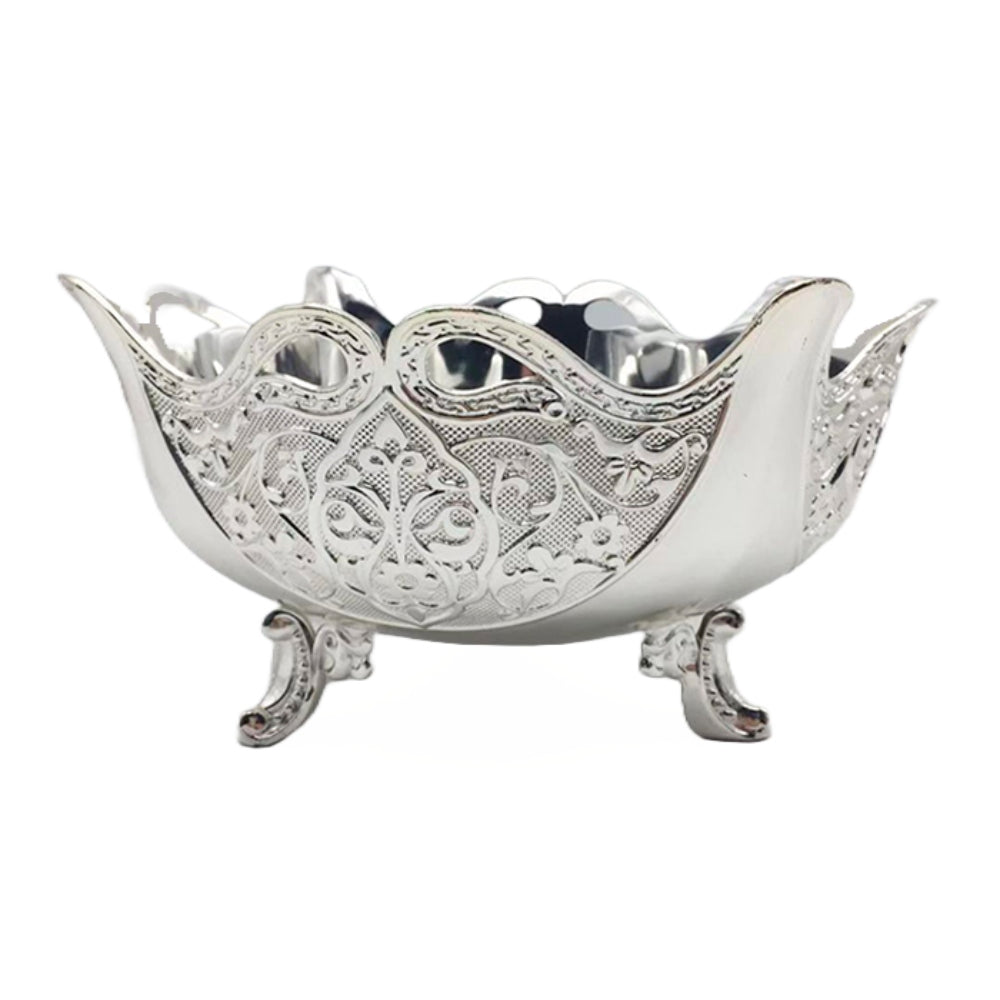 Μπωλ με Πόδια Επάργυρο Μεταλλικό Ασημί 19x19x11