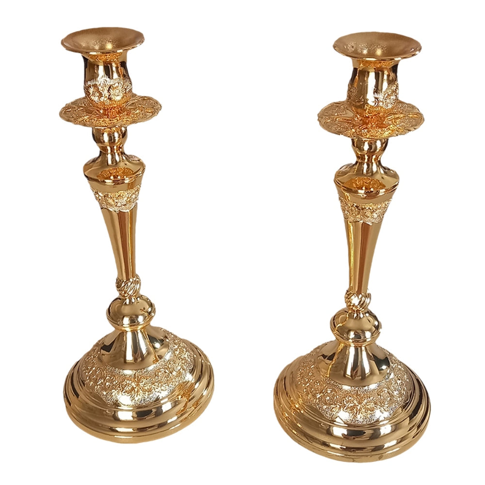 Κηροπήγια Επάργυρα Μεταλλικά Χρυσά 11x11x29 (2 Τεμ.)