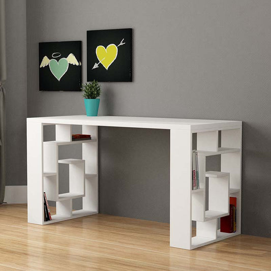 Γραφείο με Ράφια Ξύλινο Λευκό 140x60x75