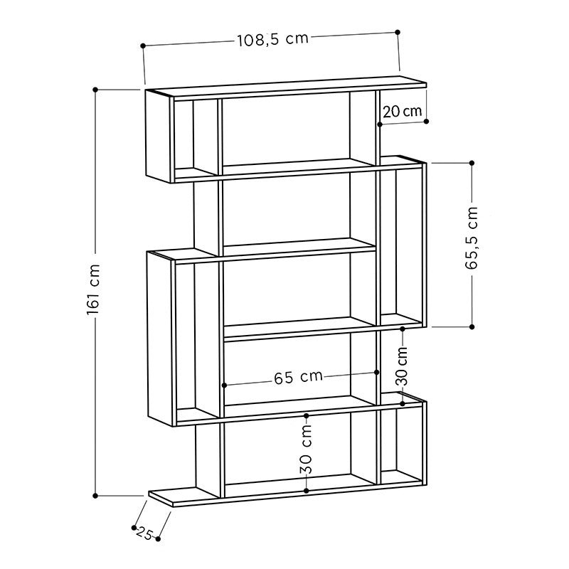 Ραφιέρα Ξύλινη Φυσική/Ανθρακί 109x26x161