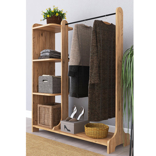 Ντουλάπα με Ράφια Ξύλινη/Μεταλλική Καφέ/Μαύρη 106x35x128