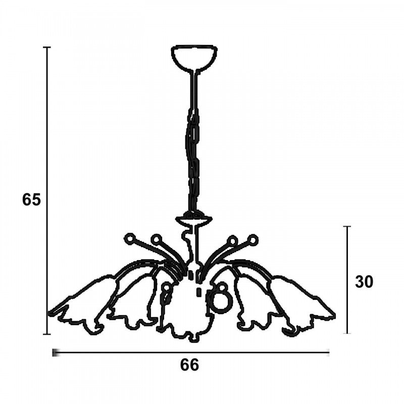 Φωτιστικό Πολύφωτο 5φ Μέταλλο Μπρονζέ/Γυαλί Ε14