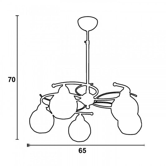 Φωτιστικό Πολύφωτο 5φ Μέταλλο Χρώμιο/Γυαλί Ε27