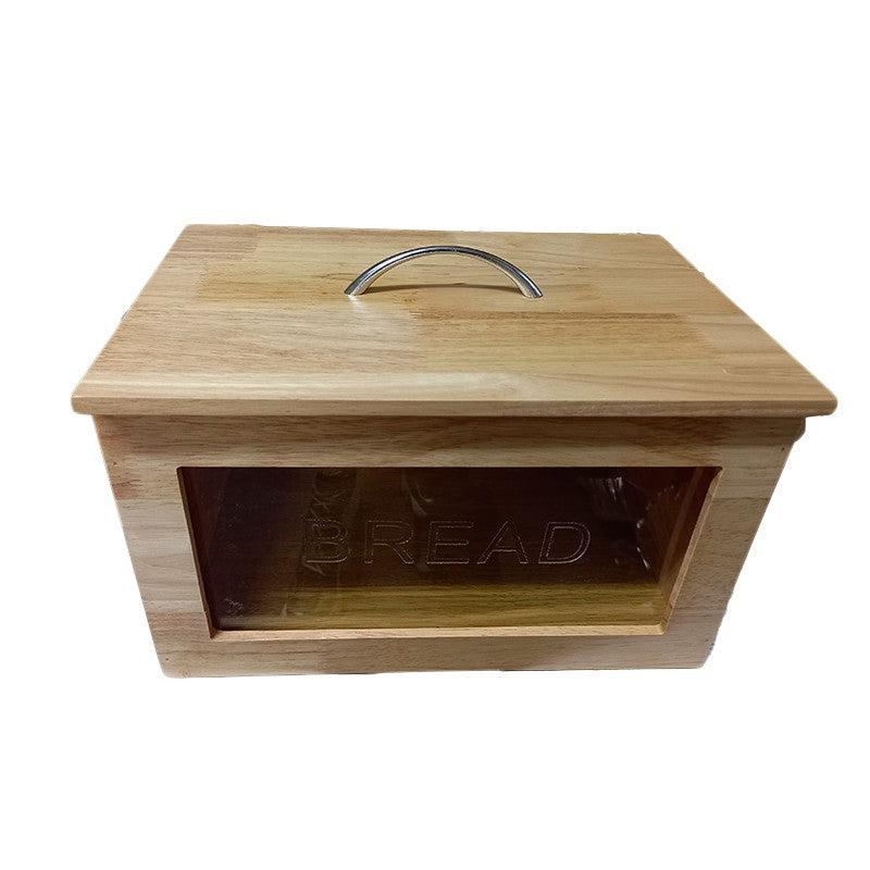 Ψωμιέρα με Καπάκι Ξύλινη Φυσική 32x21x17