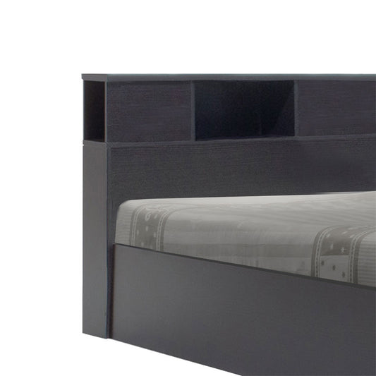 Κρεβάτι Μονό με Ράφι Ξύλινο Wenge 128x221x84