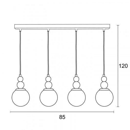 Φωτιστικό Πολύφωτο 4φ Μέταλλο/Γυαλί Ε27