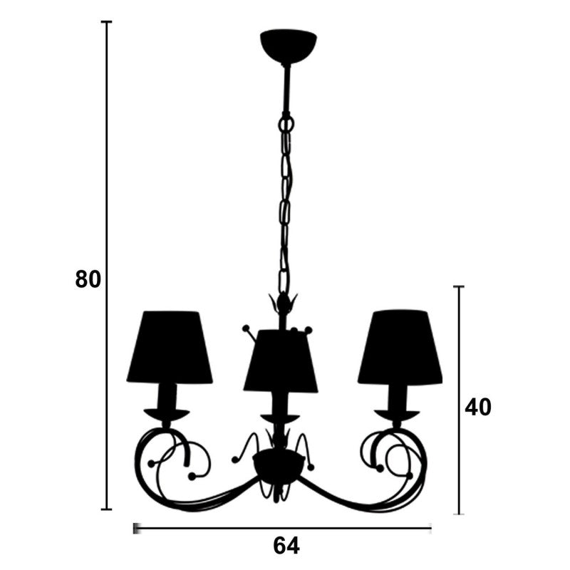 Φωτιστικό Πολύφωτο 3φ Μέταλλο Καφέ με Αμπαζούρ Ε14