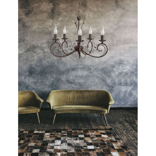 Φωτιστικό Πολύφωτο 5φ Μέταλλο Καφέ Ε14