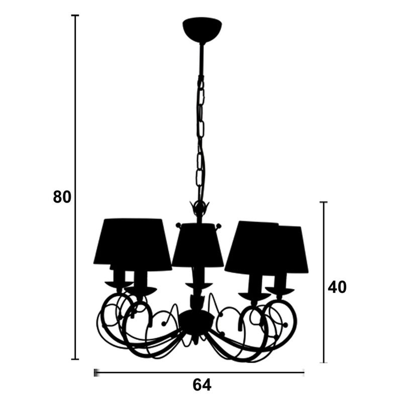Φωτιστικό Πολύφωτο 5φ Μέταλλο Καφέ με Αμπαζούρ Ε14