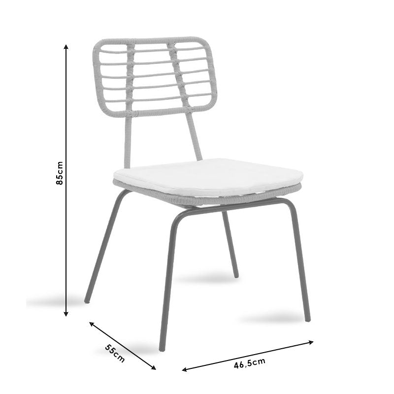 Καρέκλα Κήπου Ρατάν/Μεταλλική Γκρι/Μαύρη 47x55x85