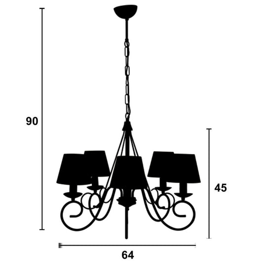 Φωτιστικό Πολύφωτο 5φ Μέταλλο Καφέ με Αμπαζούρ Ε14