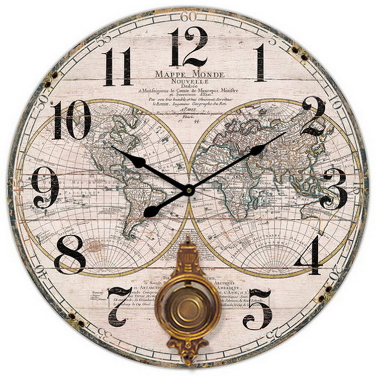 Ρολόι Τοίχου Ξύλινο Αντικέ Φυσικό/Μαύρο 58x4x58