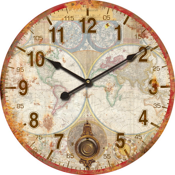 Ρολόι Τοίχου Ξύλινο Αντικέ Πολύχρωμο 58x4x58