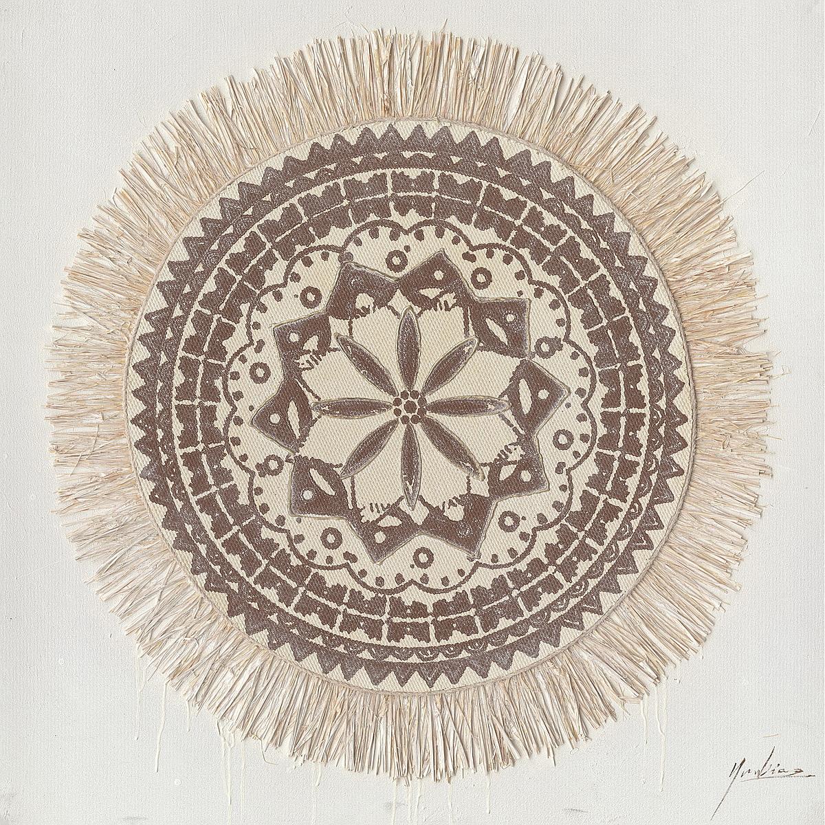 Πίνακας 'Κύκλος' Καμβάς Μπεζ/Καφέ 90x3x90