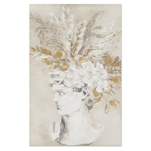 ArteLibre Πίνακας 'Γυναίκα με Λουλούδια' Καμβάς Μπεζ/Λευκός 14690020