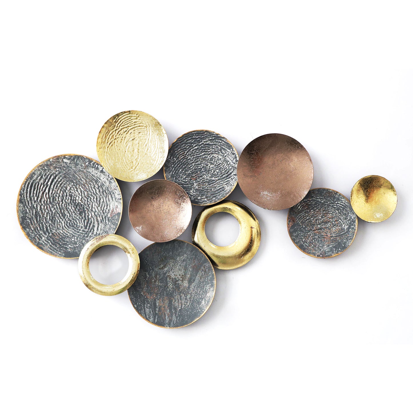 Διακοσμητικό Τοίχου 'Κύκλοι' Μεταλλικό Αντικέ Πολύχρωμο 80x6x44