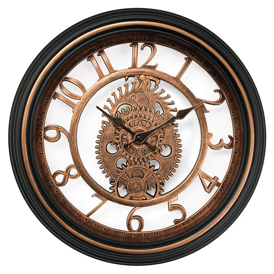 Ρολόι Τοίχου Καφέ/Μαύρο Πλαστικό Φ40.6x4.9