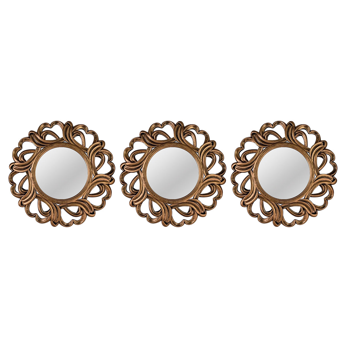 Καθρέπτες Τοίχου Πλαστικοί Αντικέ Καφέ 25x3x25 (3 Τεμ.)