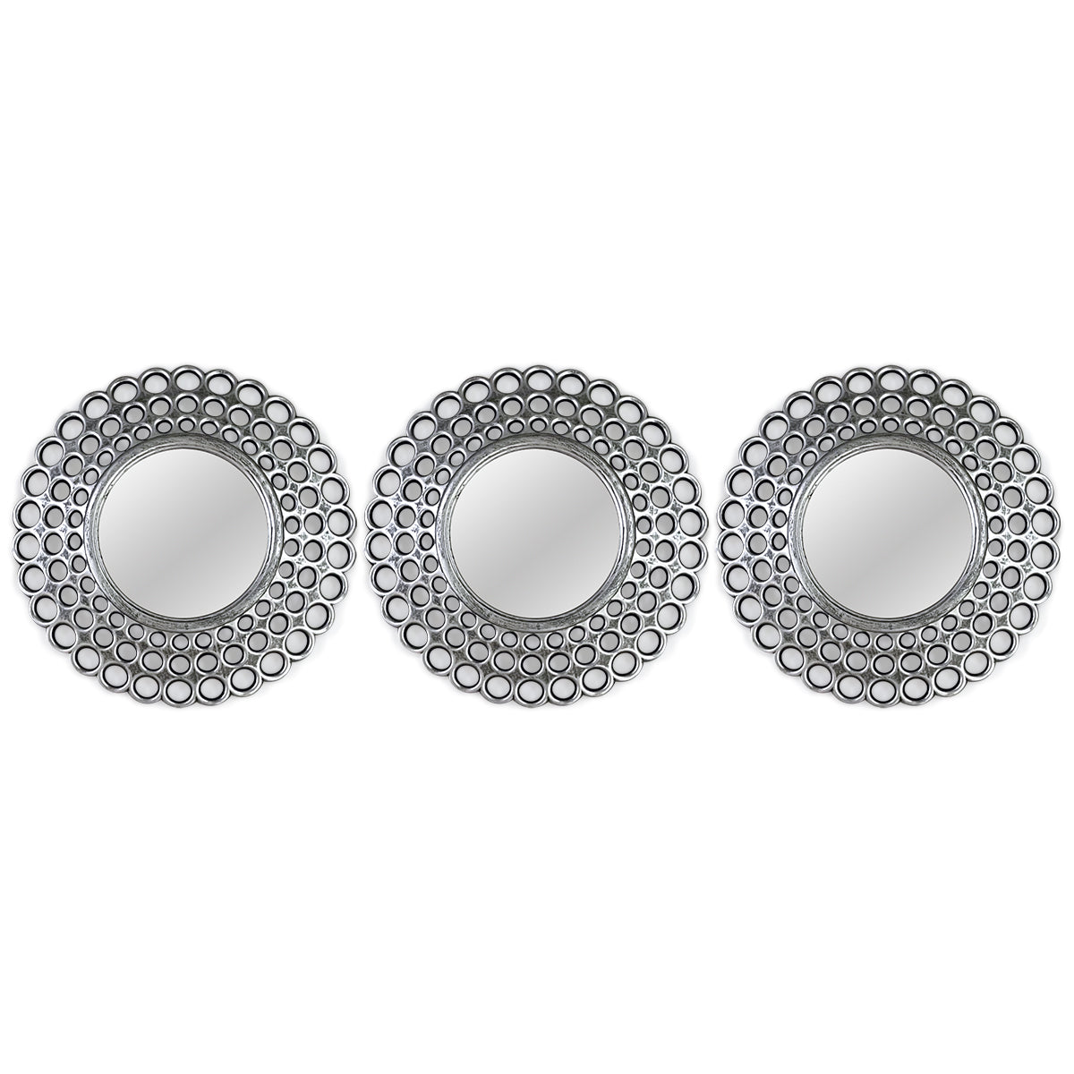 Καθρέπτες Τοίχου Πλαστικοί Ασημί 25x3x25 (3 Τεμ.)