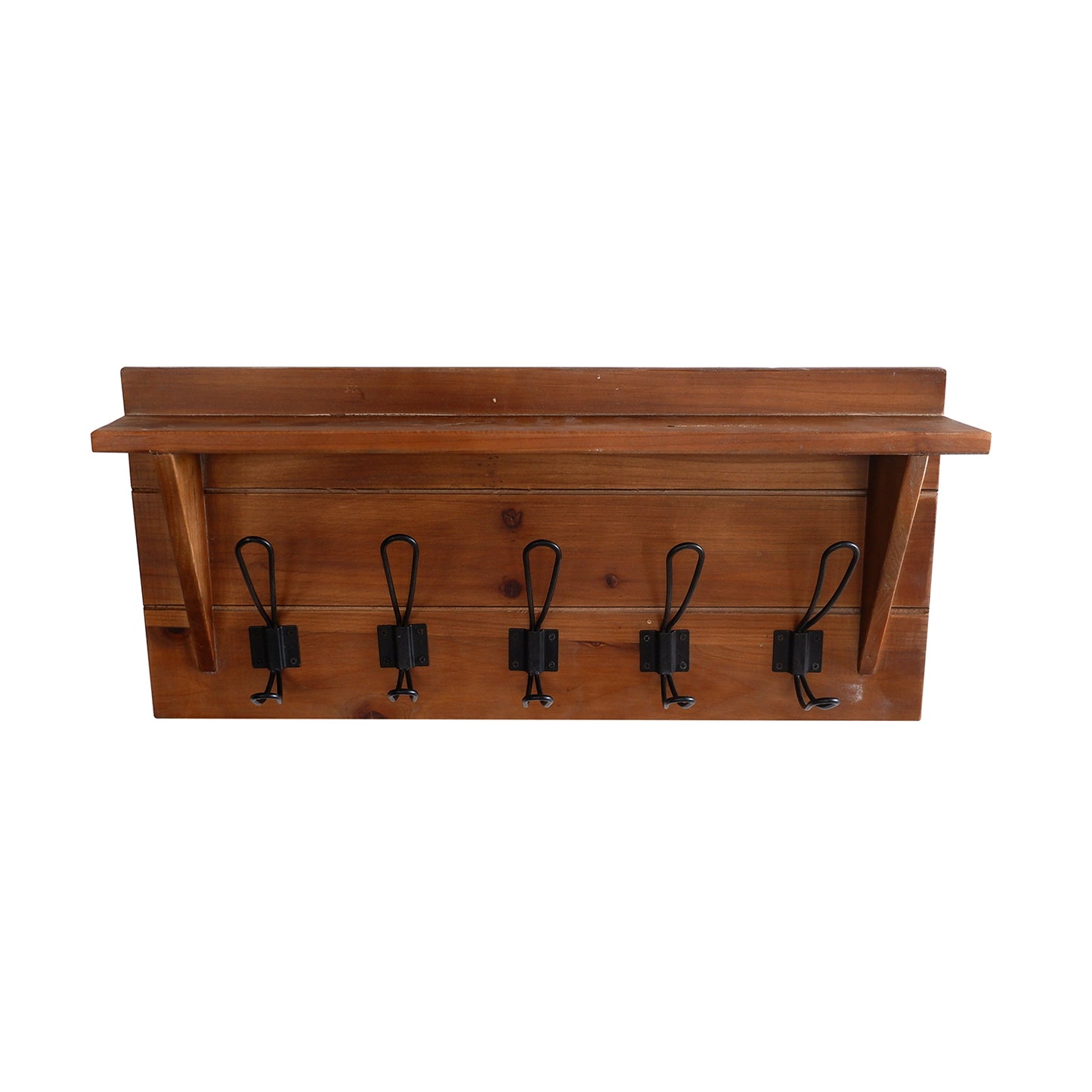 Κρεμάστρα Τοίχου 10 Θέσεων Ξύλινη/Μεταλλική Καφέ/Μαύρη 61x10x26