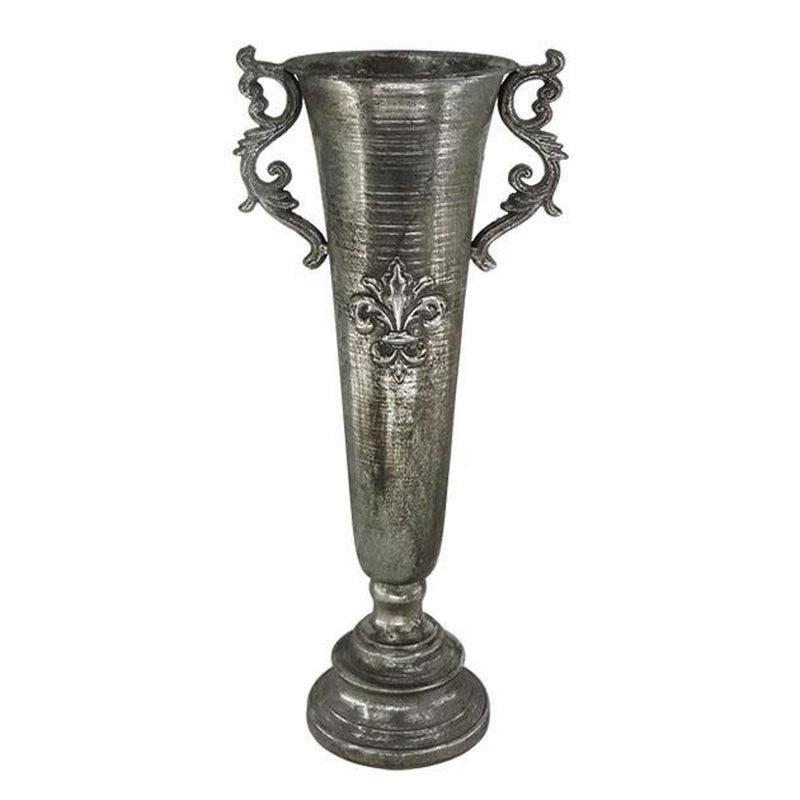 Αμφορέας Μεταλλικός Αντικέ Ασημί 22x16x51
