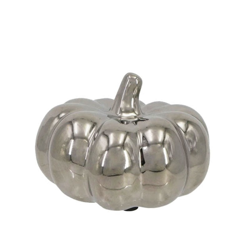 Διακοσμητική Κολοκύθα Κεραμική Ασημί 14x14x9