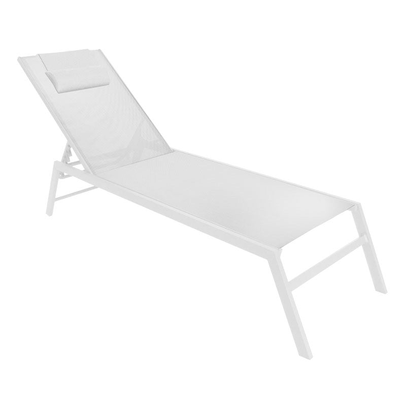 Ξαπλώστρα Αλουμινένια/Υφασμάτινη Λευκή/Μπεζ 196x62x34