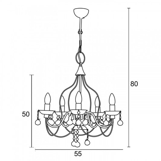 Φωτιστικό Πολύφωτο 5φ Μέταλλο Λευκό Ε14