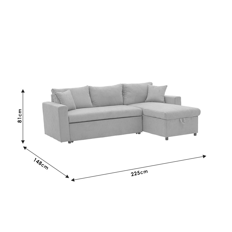 Καναπές Κρεβάτι Γωνιακός Υφασμάτινος Μπεζ 225x148x81