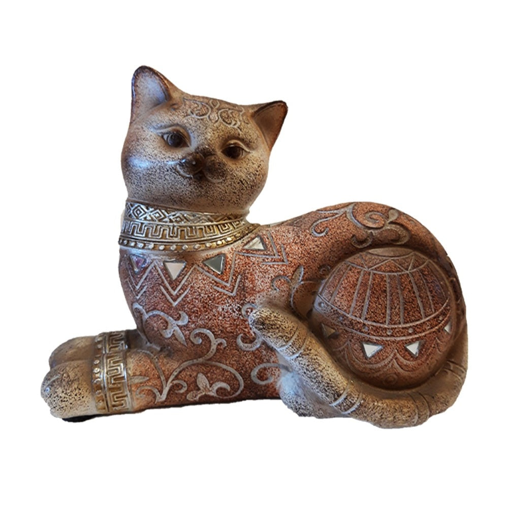 Διακοσμητική Γάτα Πολυρεσίνης Πολύχρωμη 14x4x12